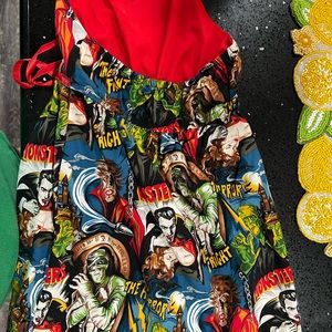 Little girls Hemet size 5-6 halter dress  classic monster print